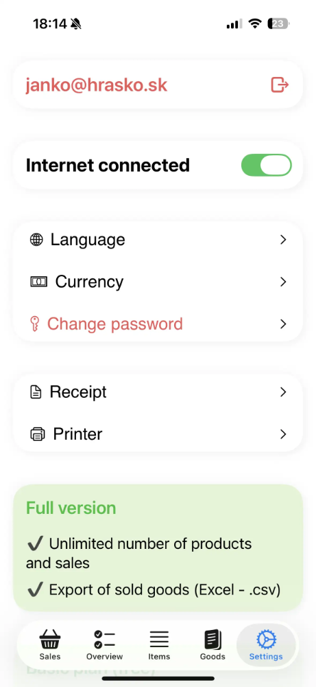Market app - inventory and products