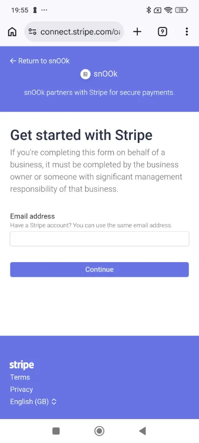 SumUp / Stripe Terminal – Login